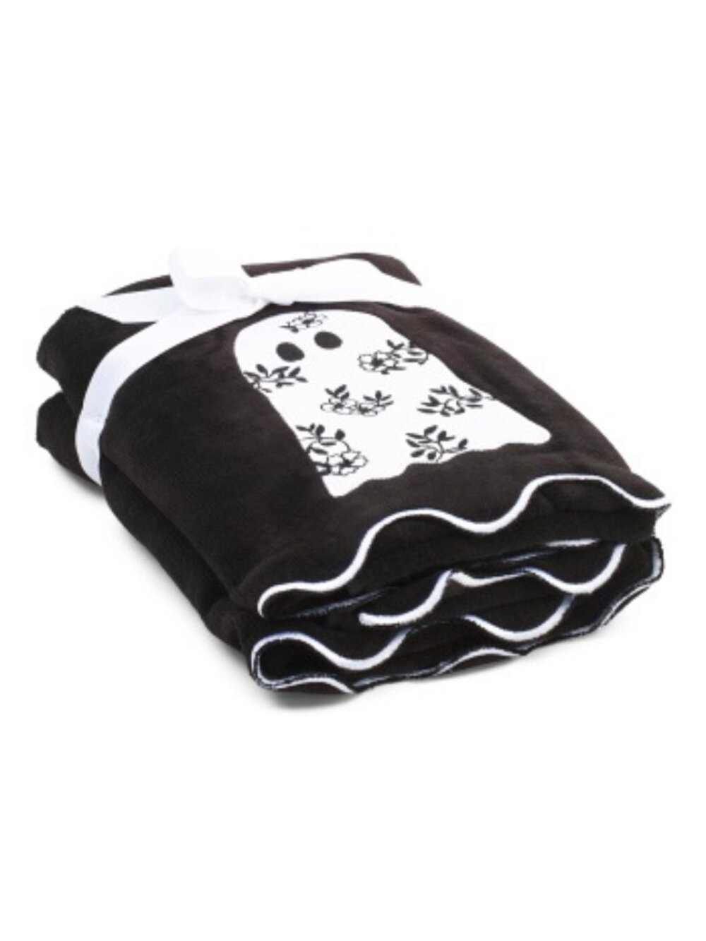 NWT Kassatex Floral Ghost Velour Halloween Embellished Hand Towel Set 2-Pack